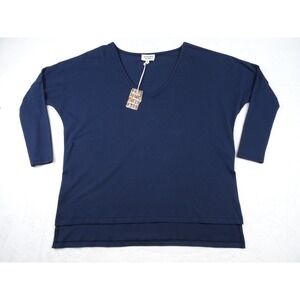 Known Supply Womens Top Size Small Blue Leilani Long Sleeve Loose Tee V-Neck NWT